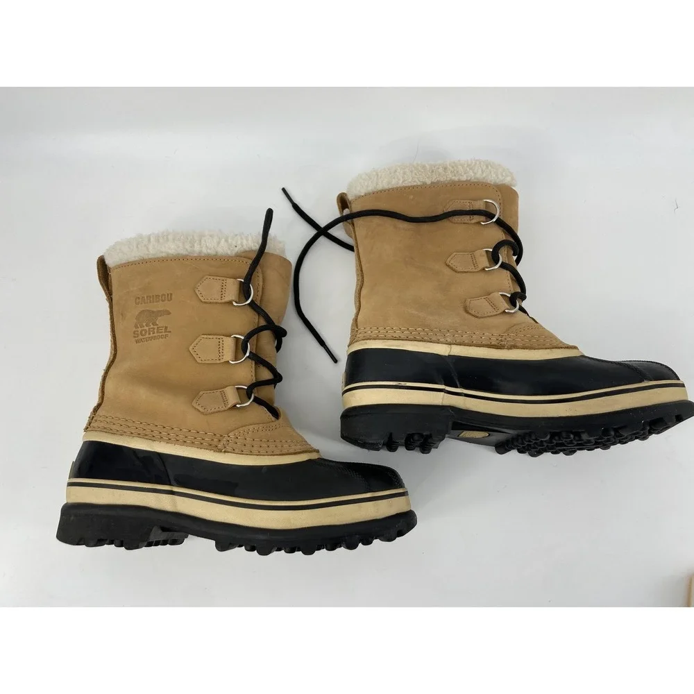 Sorel Caribou Boots Mens 5 Tan Waterproof‎ Winter Snow Insulated Outdoor Nubuck